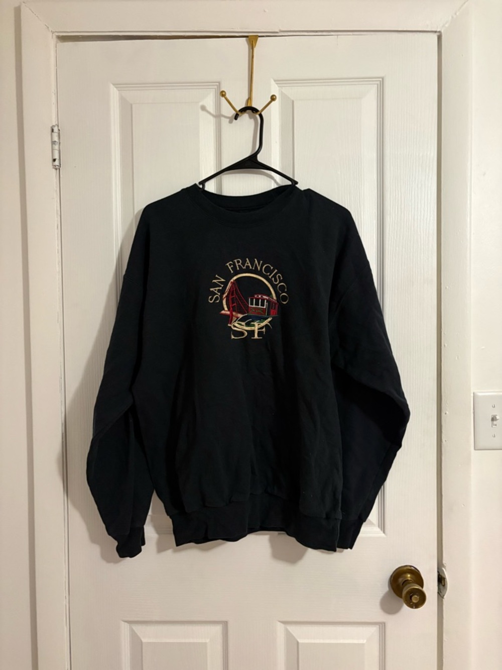 Hanes San Francisco Embroidered Crewneck Sweatshirt - Black